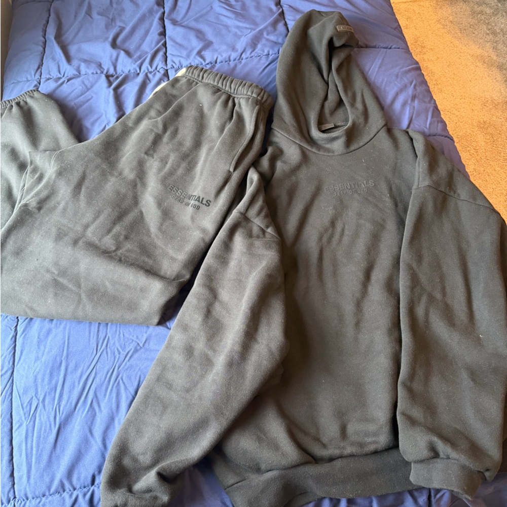 Fear of God Essentials Black Hoodie & Sweatpants Set